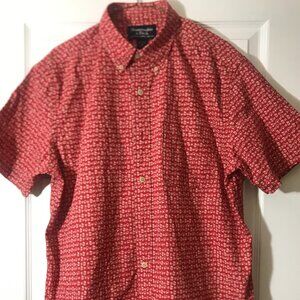 Abercrombie & Fitch Tropical Hawaiian Shirt Men M Red Leaf Pineapple - Pre-owned